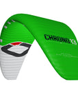 A product shot of the green Ozone Chrono V4 kite on a white background.