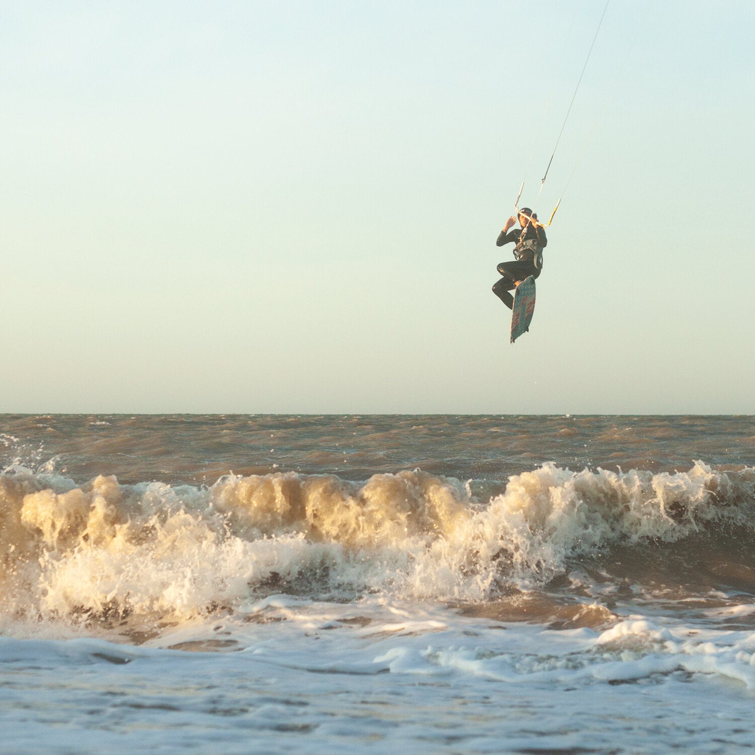 A private kitesurfing lesson in progress in Margate, Kent with Tide Watersports kitesurfing school and online watersports store.